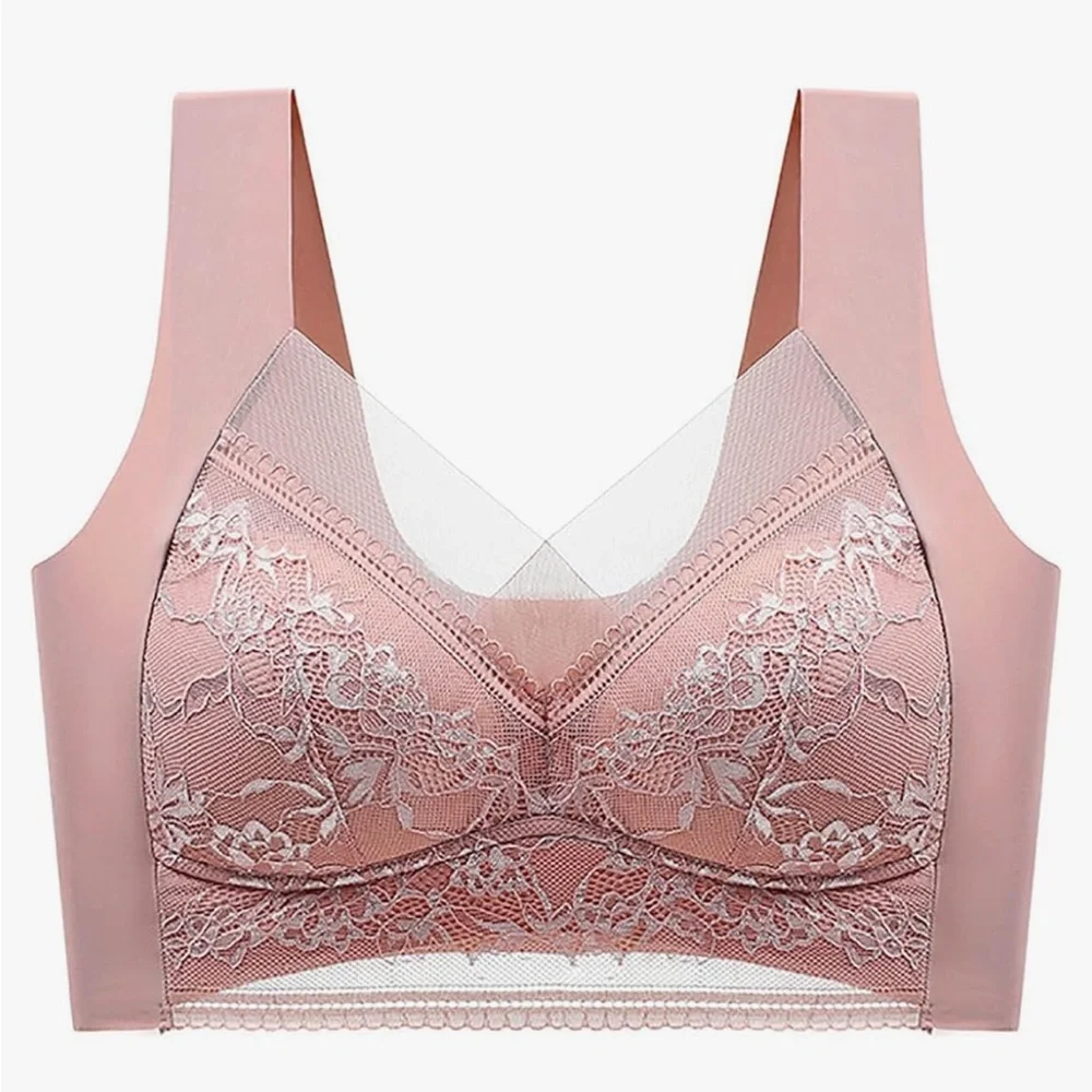 2 NWOT Seamless Lace Bras Sports, Solid Push Up Wireless Bras